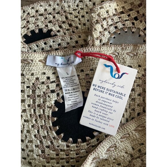 My Beachy Side Crochet Mini Skirt Stone Grey Bronze Womens Size Large - Picture 7 of 7